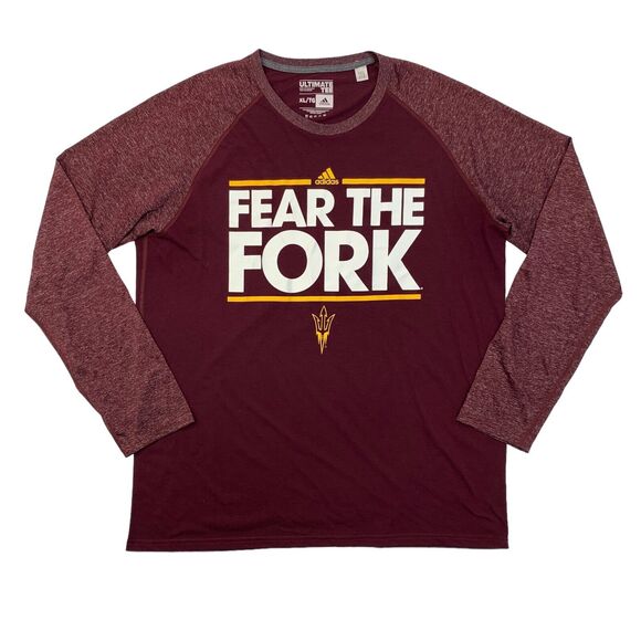 Adidas T Shirt Mens XL Extra Large Maroon Climalite Fear The Fork Ultimate Tee - Picture 1 of 12